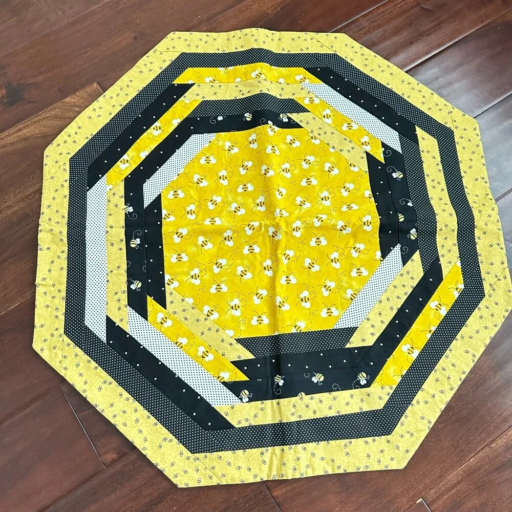 Set of 2 Quilted Hexagon /Table Topper and Table Runner